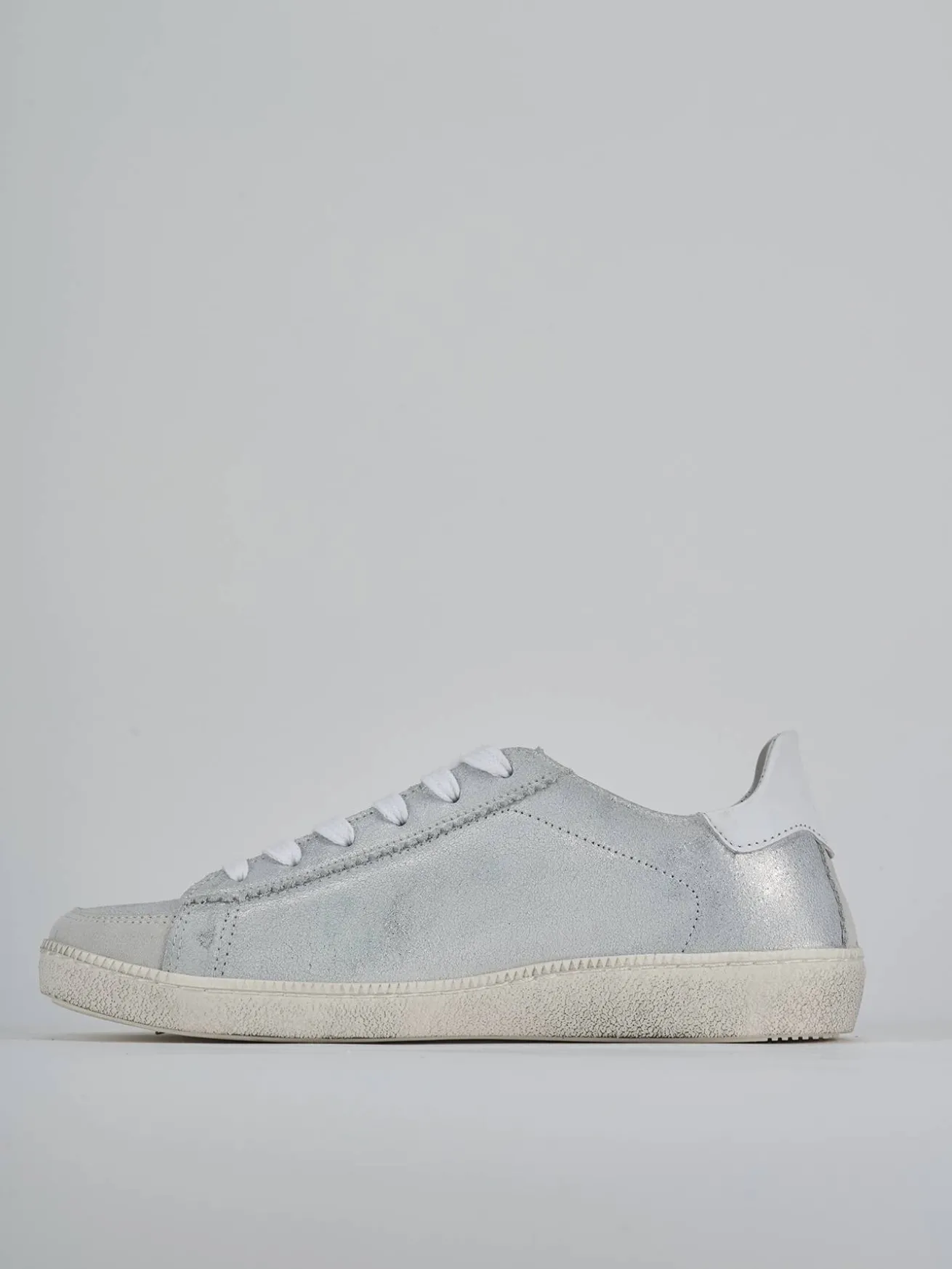 Sneakers pelle argento