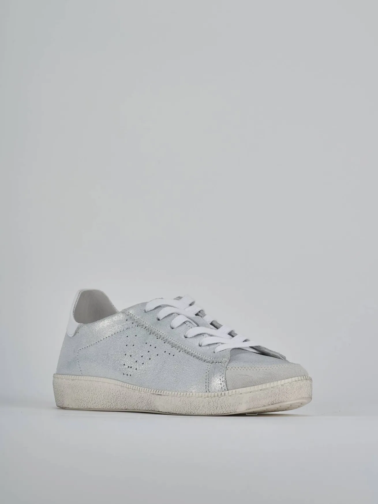 Sneakers pelle argento