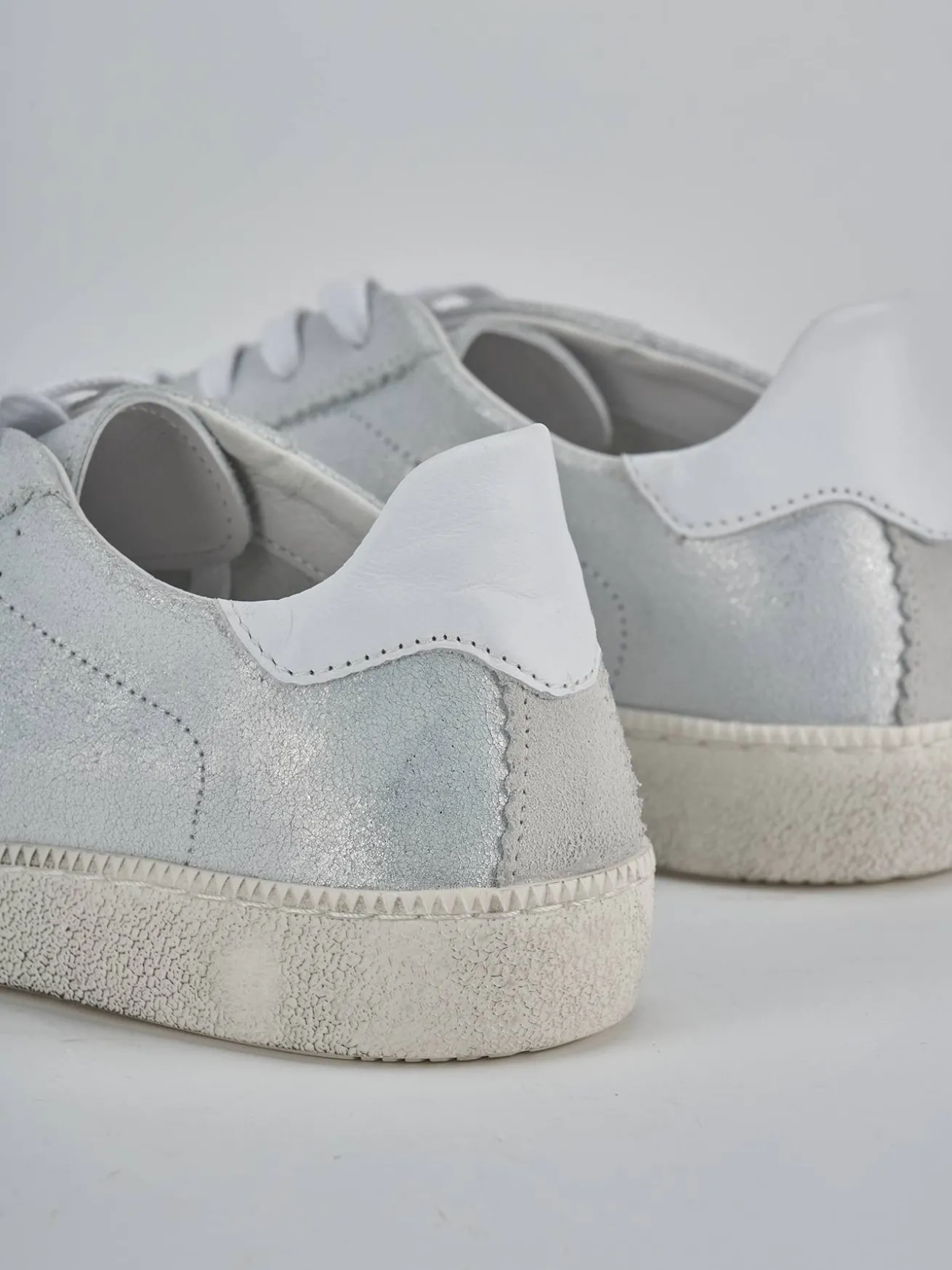 Sneakers pelle argento