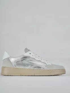 Sneakers pelle argento