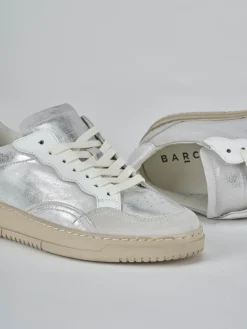 Sneakers pelle argento