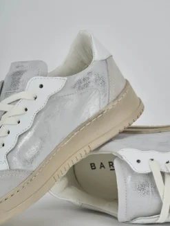 Sneakers pelle argento