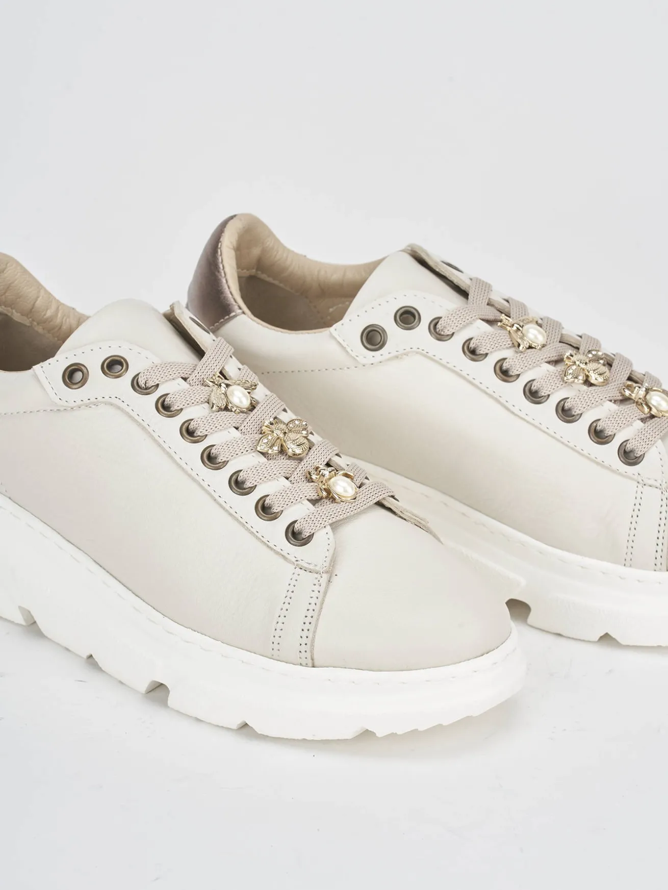 Sneakers pelle beige