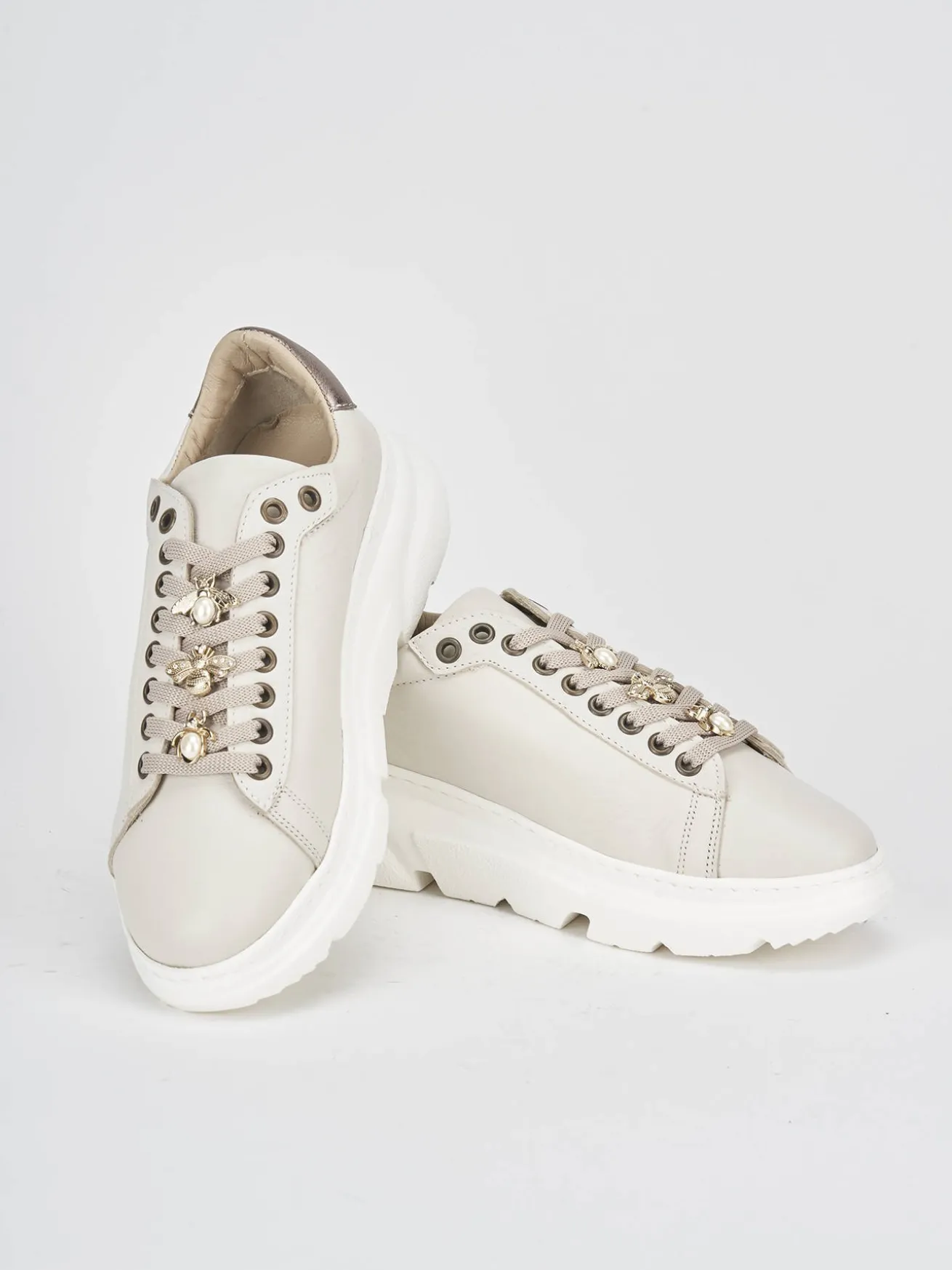 Sneakers pelle beige