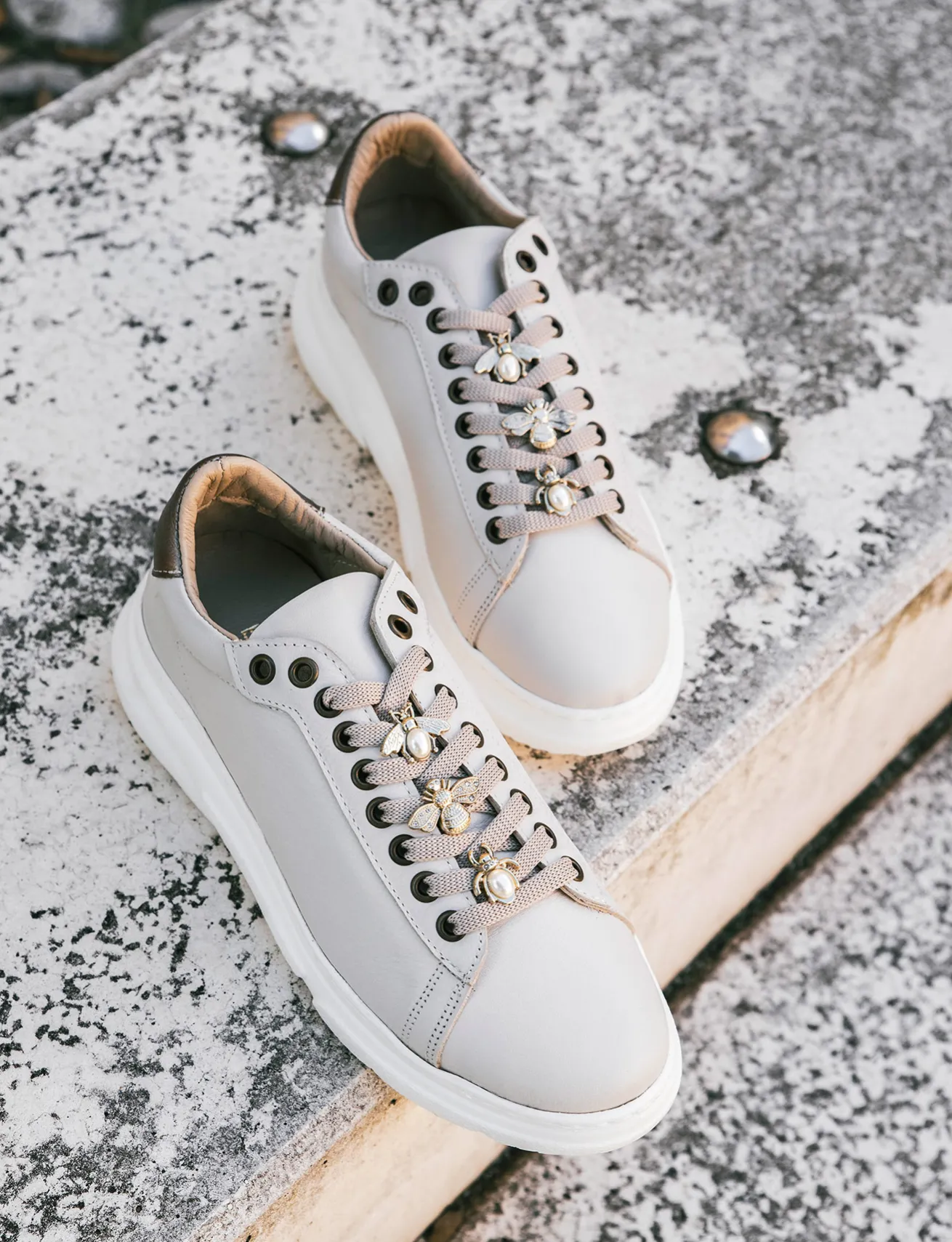 Sneakers pelle beige