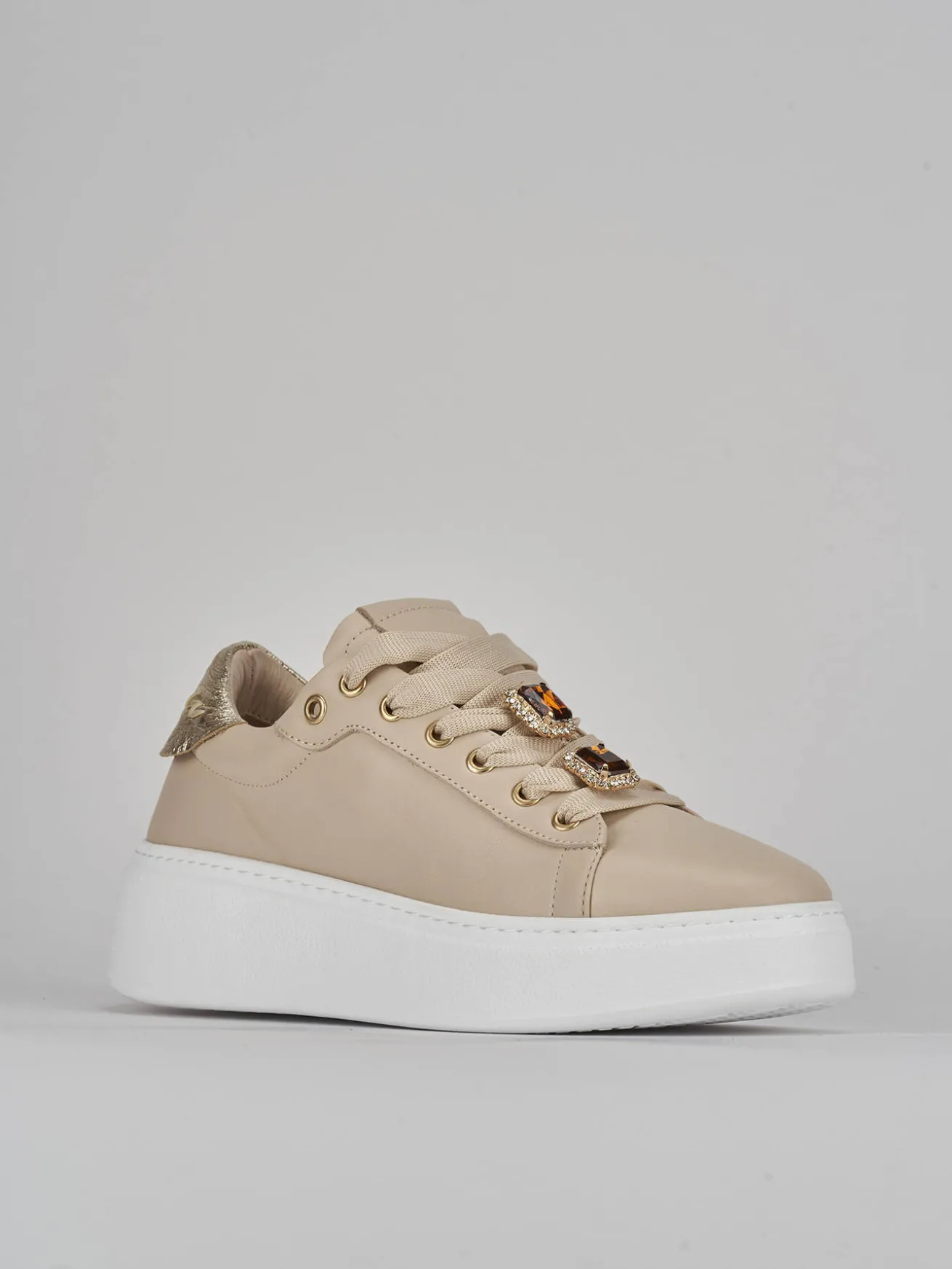 Sneakers pelle beige
