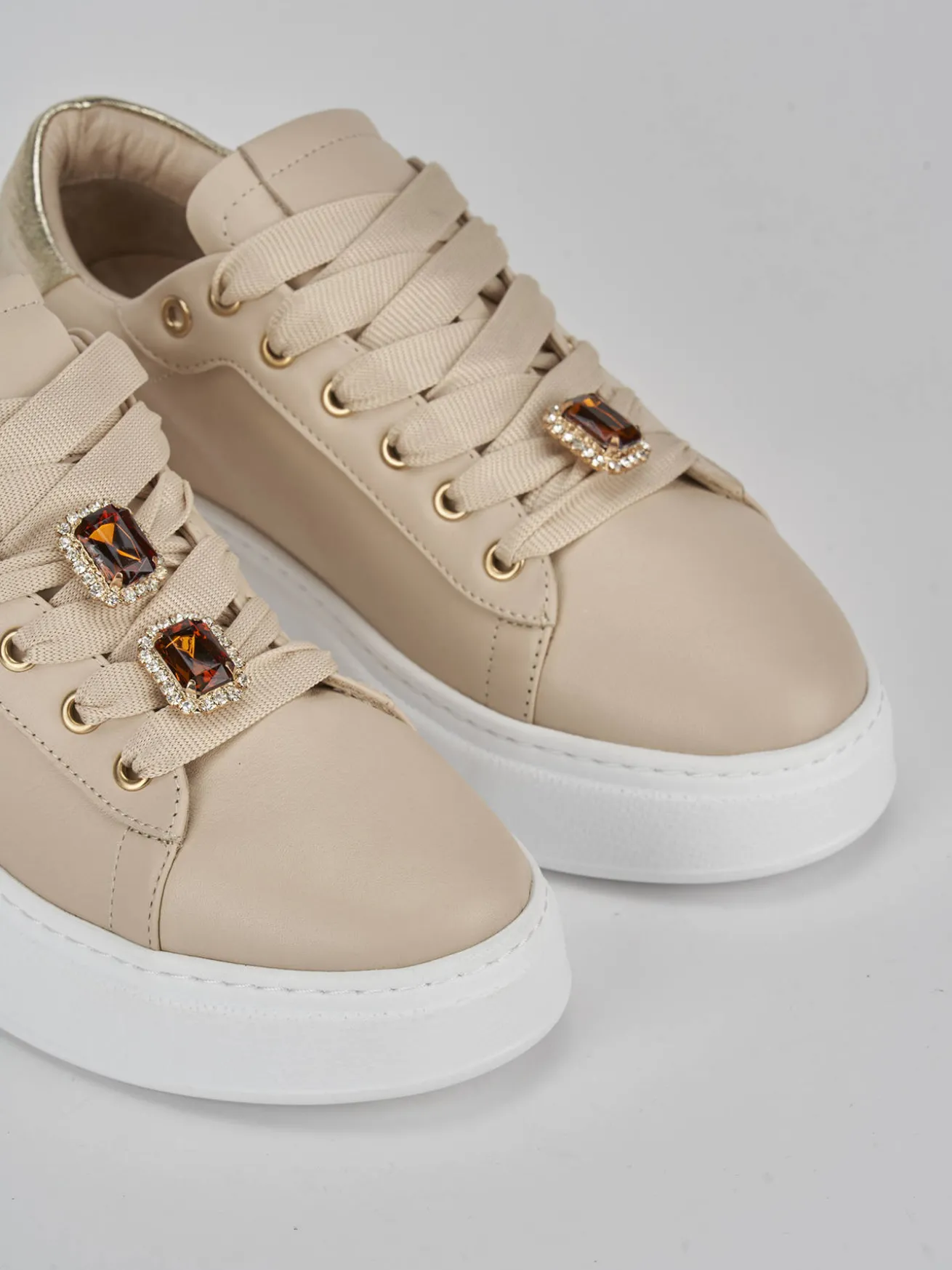 Sneakers pelle beige