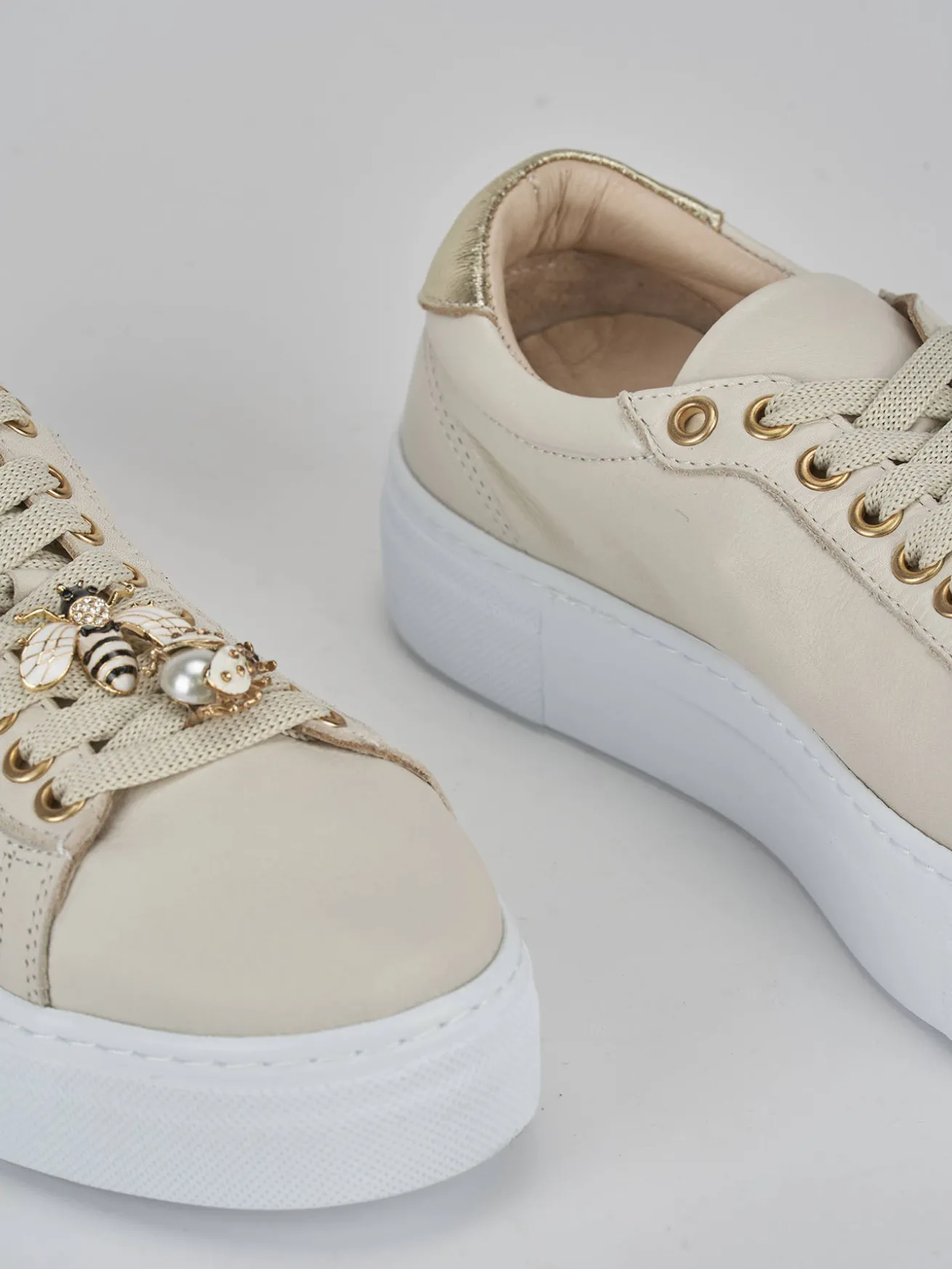 Sneakers pelle beige