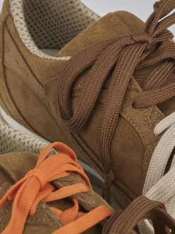 Sneakers tacco 1cm camoscio marrone