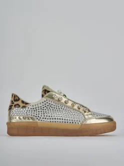 Sneakers tacco 1cm laminato oro