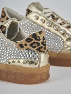 Sneakers tacco 1cm laminato oro