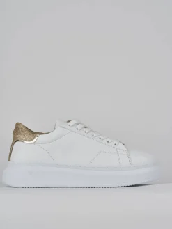 Sneakers tacco 1cm pelle bianco
