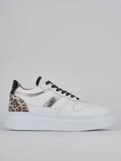 Sneakers tacco 1cm pelle bianco