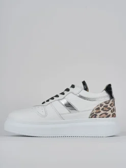 Sneakers tacco 1cm pelle bianco