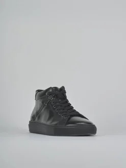 Sneakers tacco 1cm pelle nero