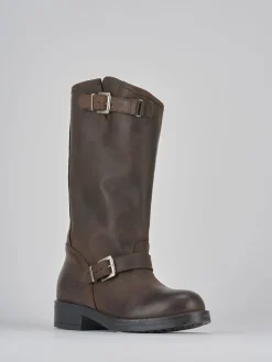 Stivale biker tacco 3 cm testa pelle