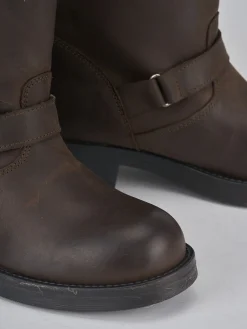 Stivale biker tacco 3 cm testa pelle