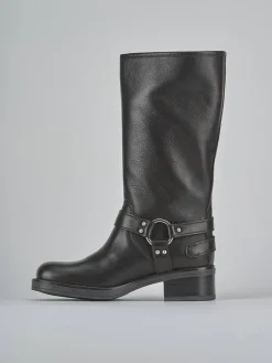 Stivale biker tacco 4 cm testa pelle