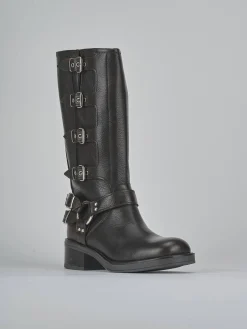 Stivale biker tacco 4 cm testa pelle