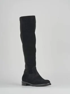 Stivale elasticizzato tacco 2 cm nero camoscio