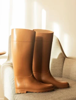 Stivale tacco 2 cm marrone gomma