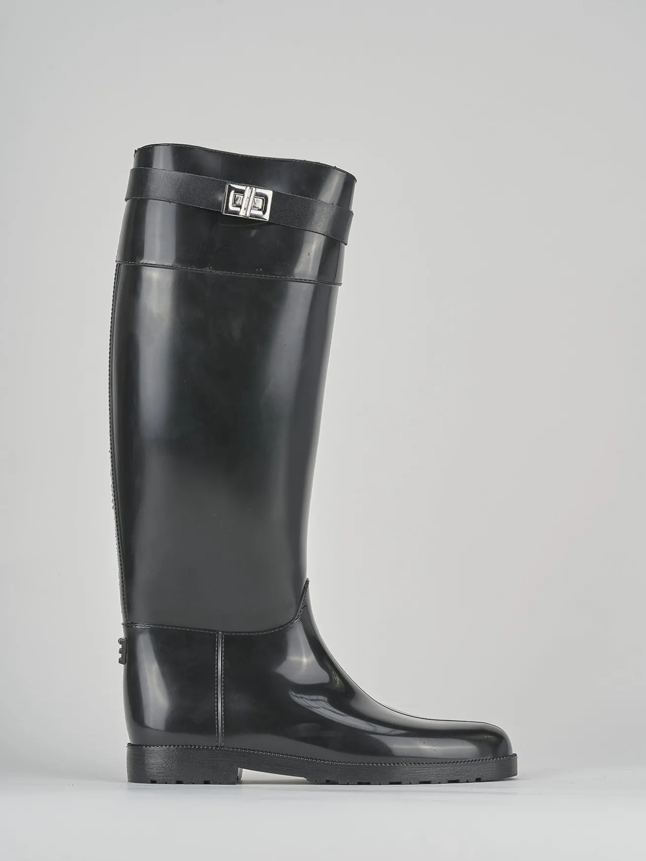 Stivale tacco 2 cm nero gomma