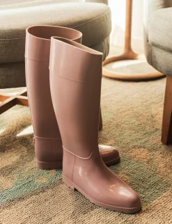 Stivale tacco 2 cm rosa gomma