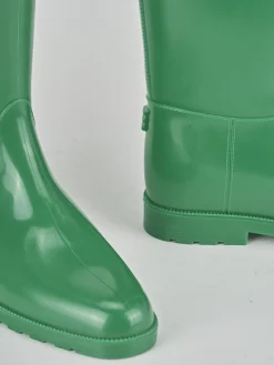 Stivale tacco 2 cm verde gomma