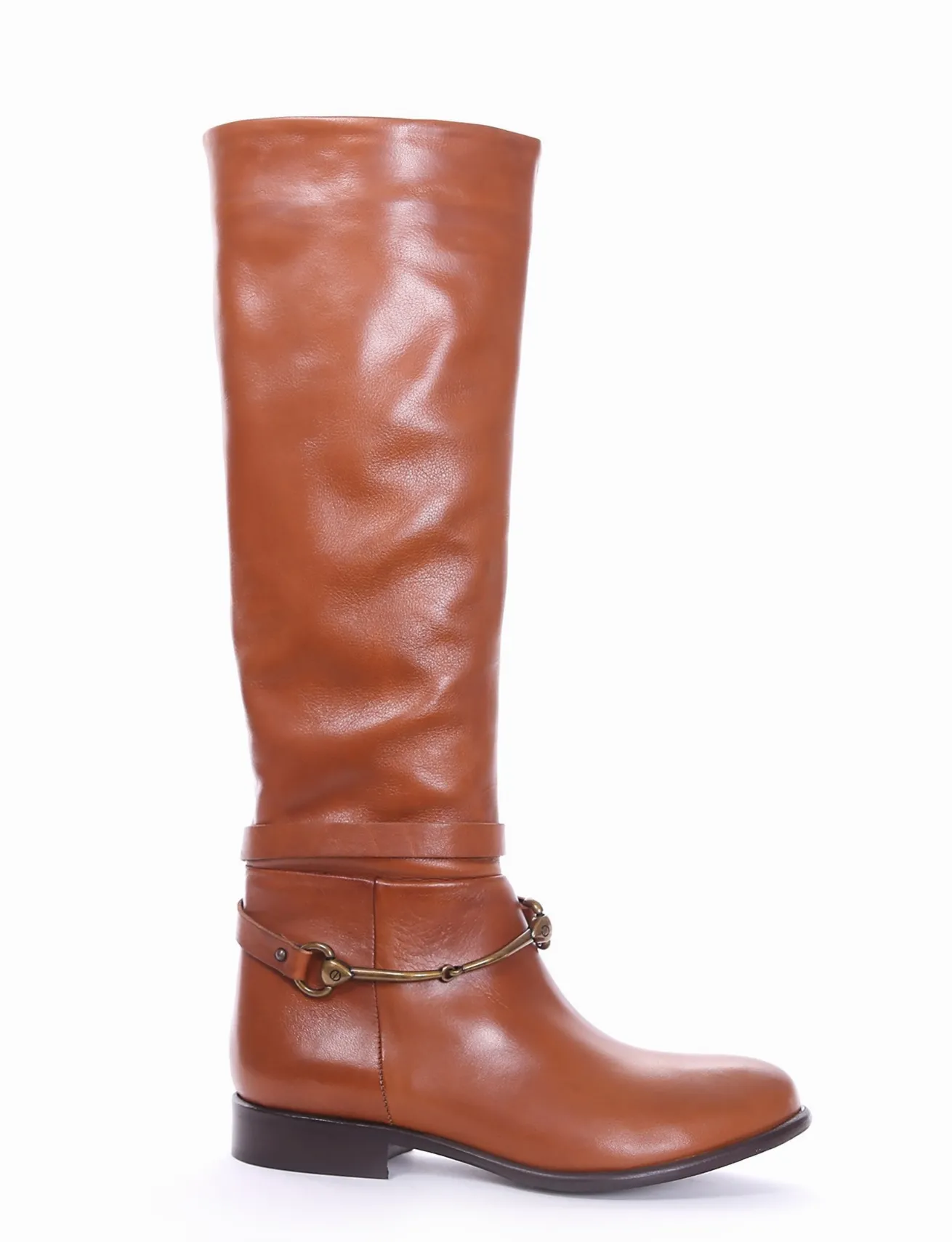 stivale tacco 2 cm cuoio