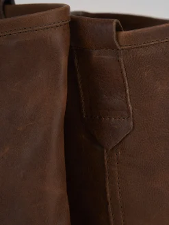 Stivale tacco 1 cm marrone pelle