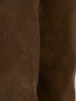 Stivale tacco 1 cm marrone camoscio