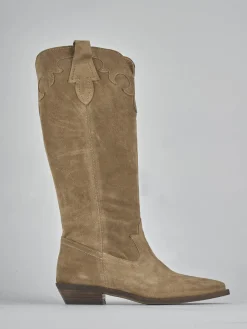 Stivale tacco 3 cm marrone camoscio