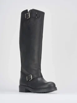 Stivale tacco 2 cm nero pelle