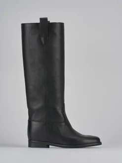 Stivale tacco 1 cm nero pelle