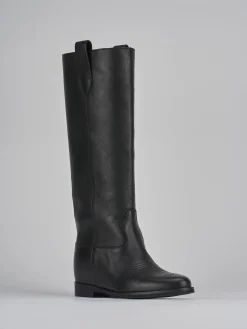 Stivale tacco 1 cm nero pelle