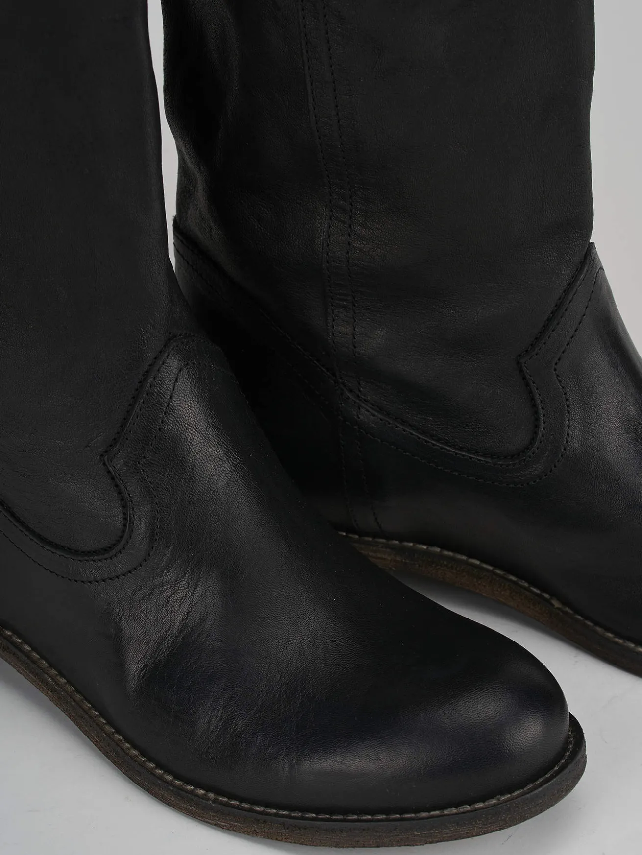 Stivale tacco 1 cm nero pelle