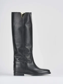 Stivale tacco 1 cm nero pelle