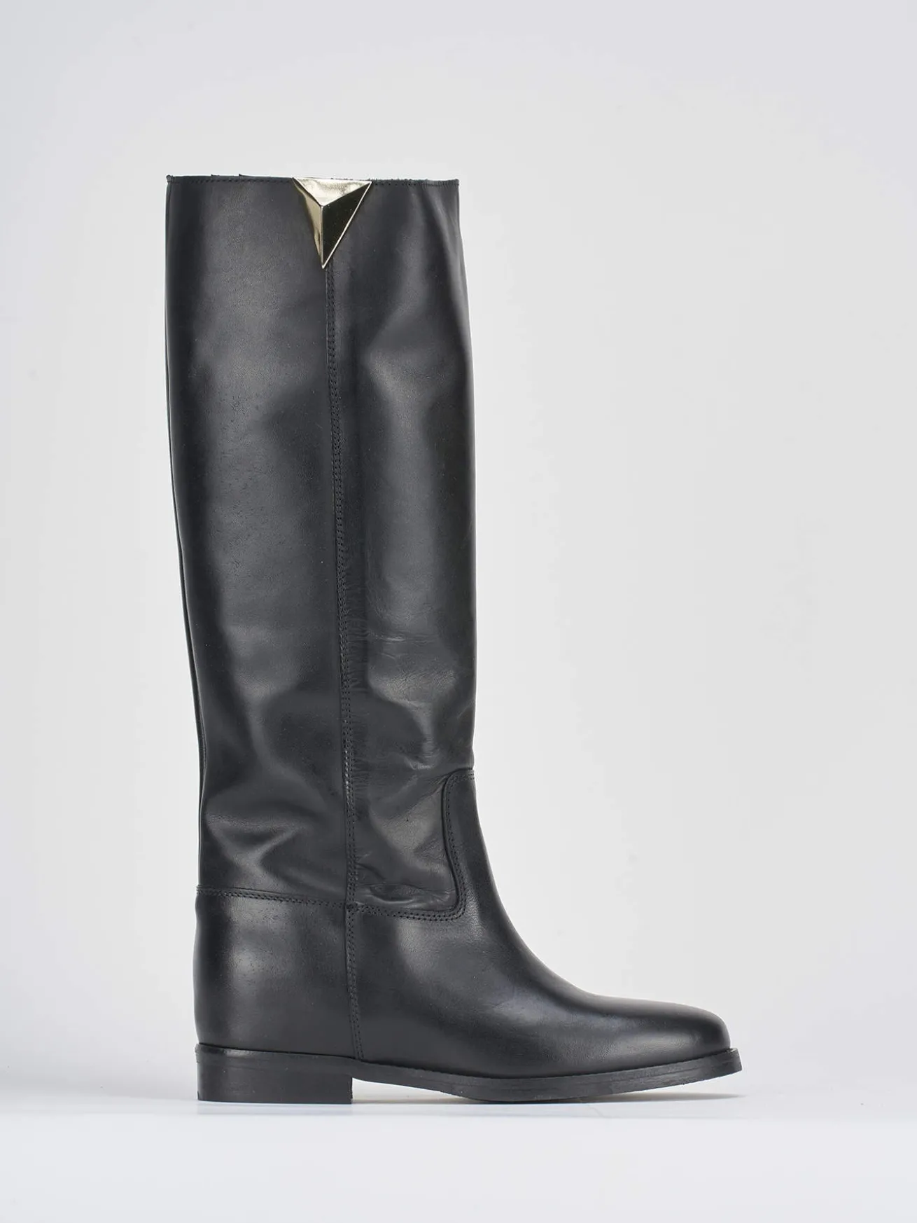 Stivale tacco 1 cm nero pelle