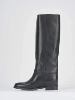 Stivale tacco 1 cm nero pelle