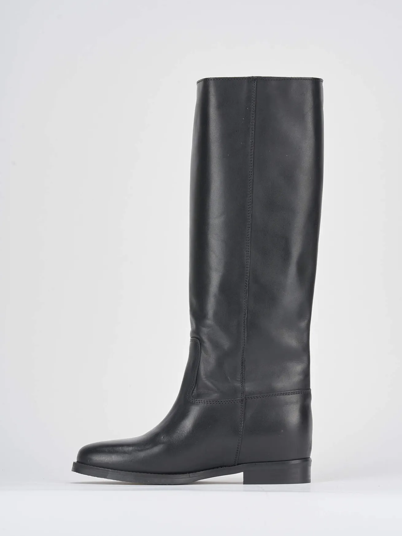 Stivale tacco 1 cm nero pelle