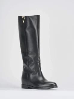 Stivale tacco 1 cm nero pelle