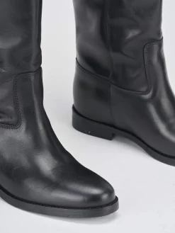 Stivale tacco 1 cm nero pelle