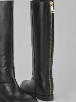 Stivale tacco 2 cm nero pelle