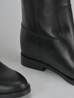 Stivale tacco 2 cm nero pelle