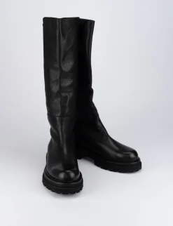 Stivale tacco 2 cm nero pelle