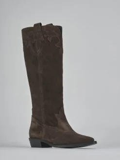 Stivale tacco 3 cm testa camoscio