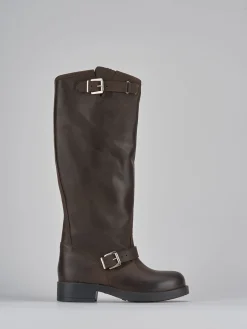 Stivale tacco 2 cm testa pelle