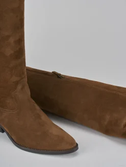 Stivale tacco 3 marrone camoscio