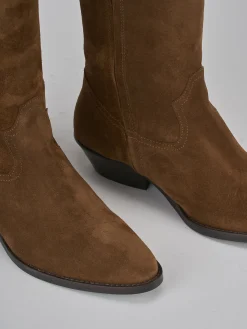 Stivale tacco 3 marrone camoscio