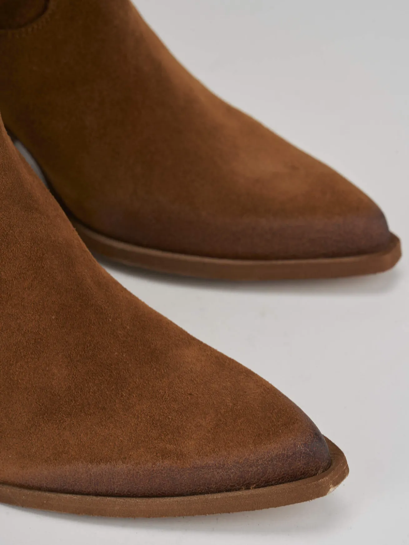 Stivale texano tacco 7 cm marrone camoscio